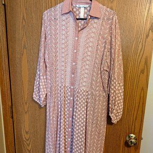 Zara pink, white embroidered dress